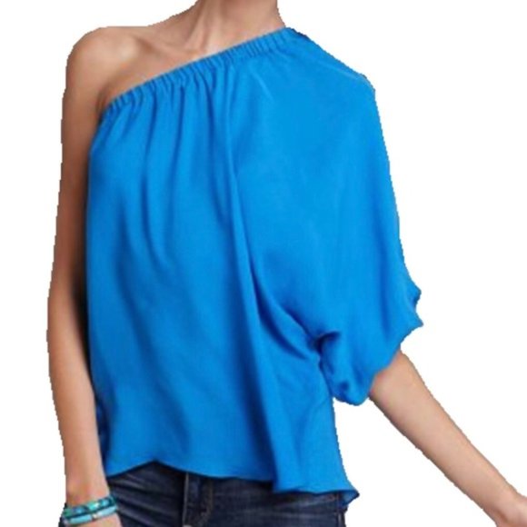 Madison Marcus Tops - Madison Marcus Blue One Sleeve Pleated Blouse, XS